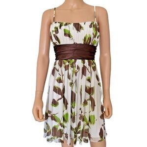 City Triangles A-line Chiffon Dress Floral Leaves